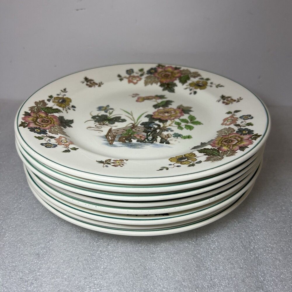 8 Vtg Wedgwood Etruria & Barlaston Eastern Flowers Salad Lunch Plate 8.25” TKD - Picture 4 of 6
